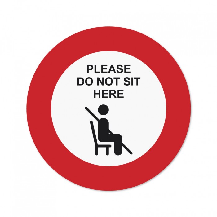 Covid-19 Chair Sticker Please do not sit here with Red border 26cm 3pcs